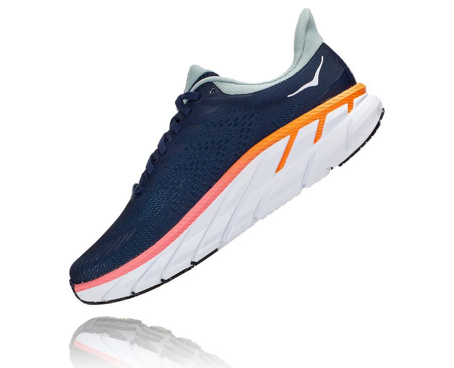 Hoka One One Koşu Ayakkabısı Kadın Lacivert/Beyaz - Clifton 7 - JP2043817